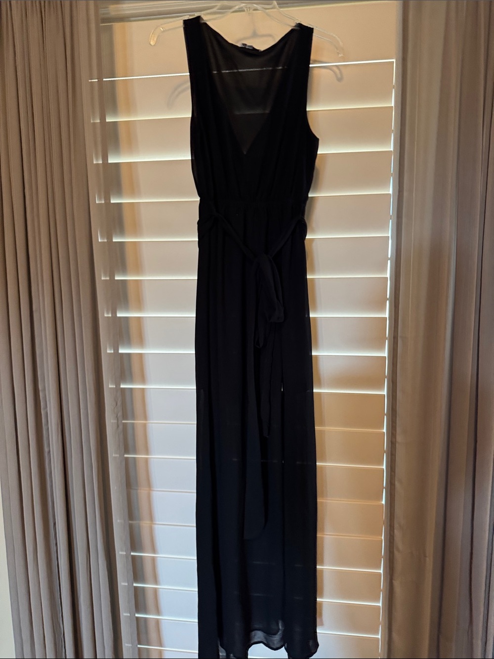 Baltic Borne Women's Black Sleeveless Maxi Dress with Waist Tie